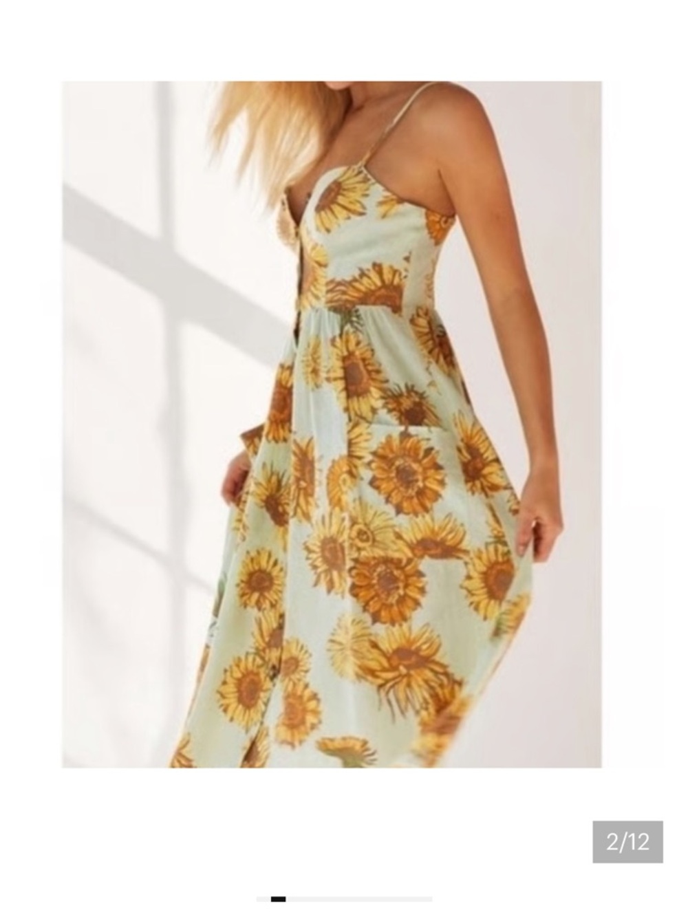 Urban Outfitters Emilia Linen Button-Down Midi Dress Size Small Sunflower